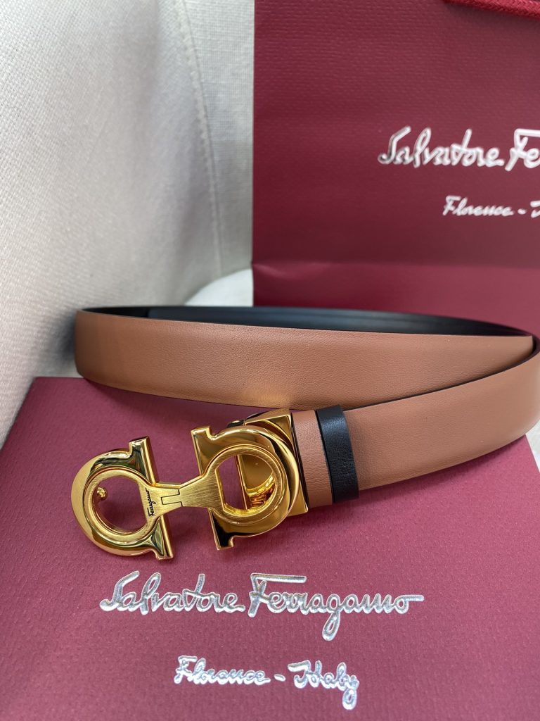 Salvatore Ferragamo Women’s 2.5cm Reversible Double-Buckle Belt