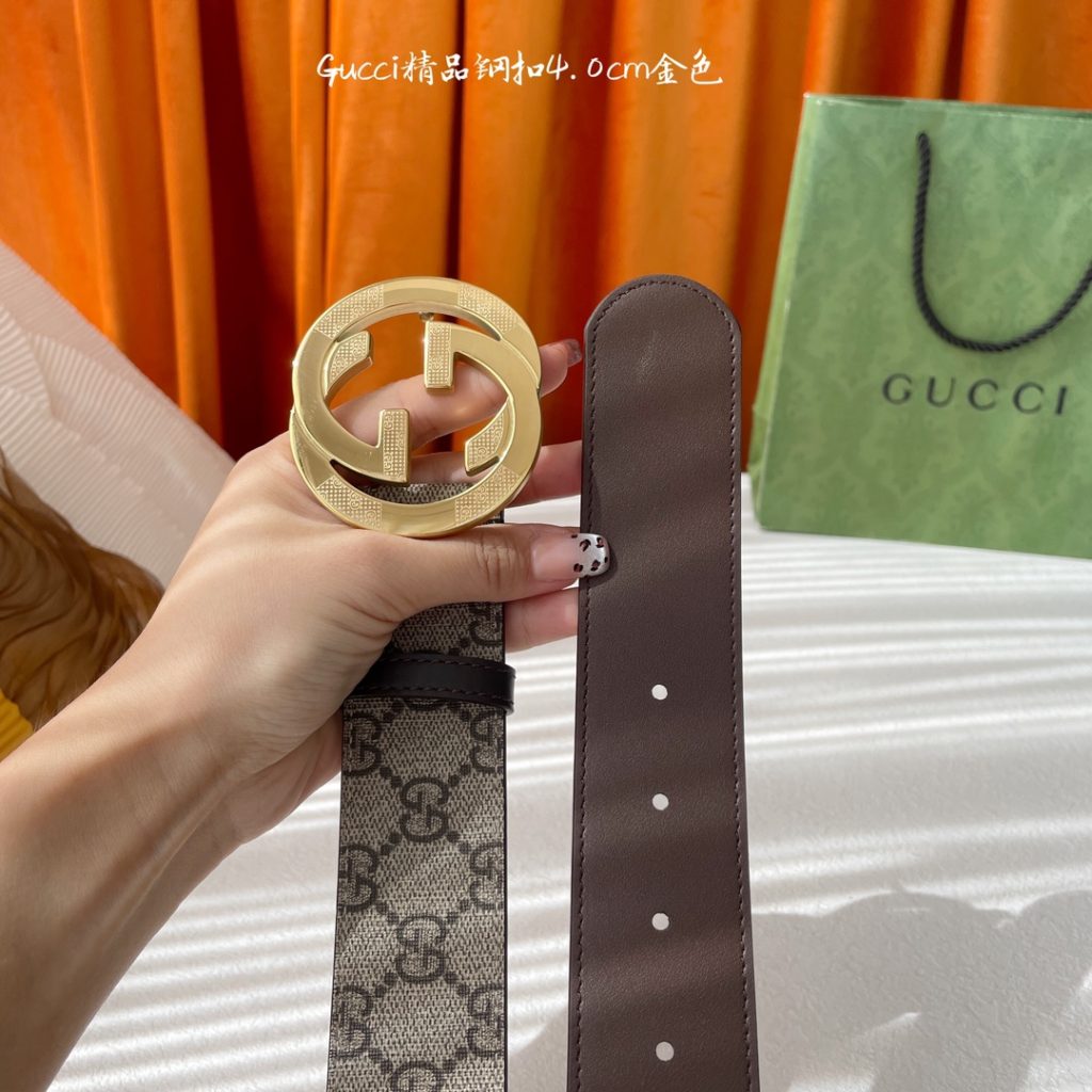 GUCCI New Horizontal Strap, Double G Buckle, 4.0cm