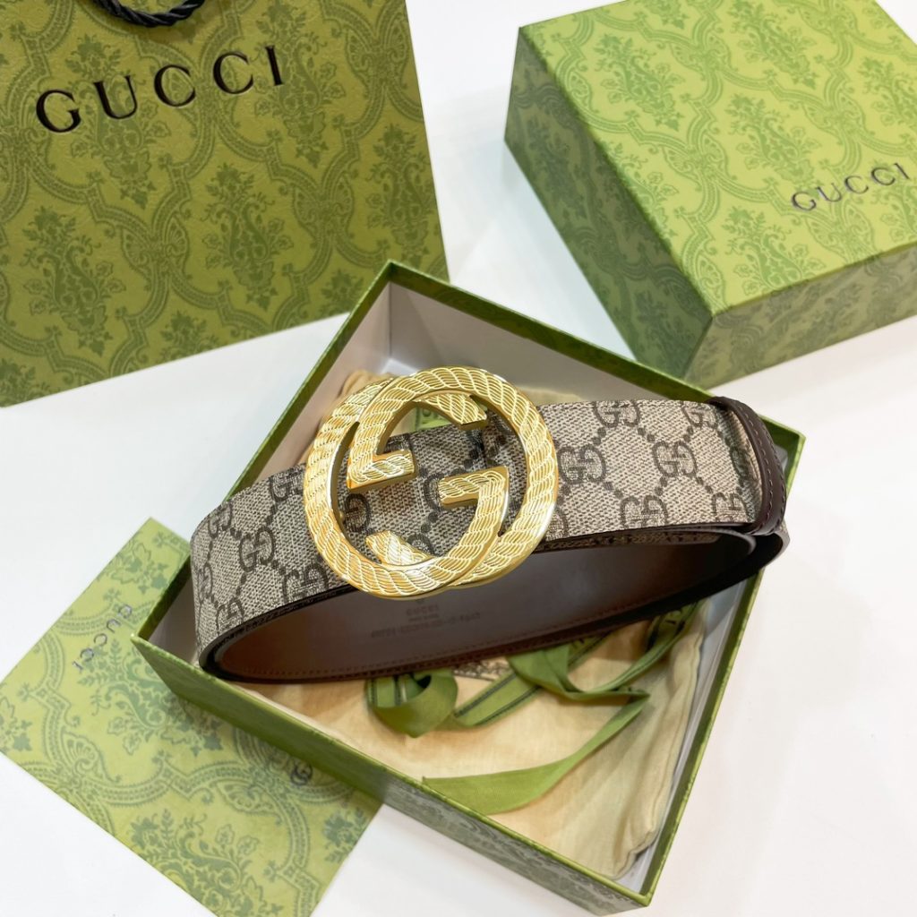 GUCCI New Horizontal Strap, Double G Buckle, 4.0cm