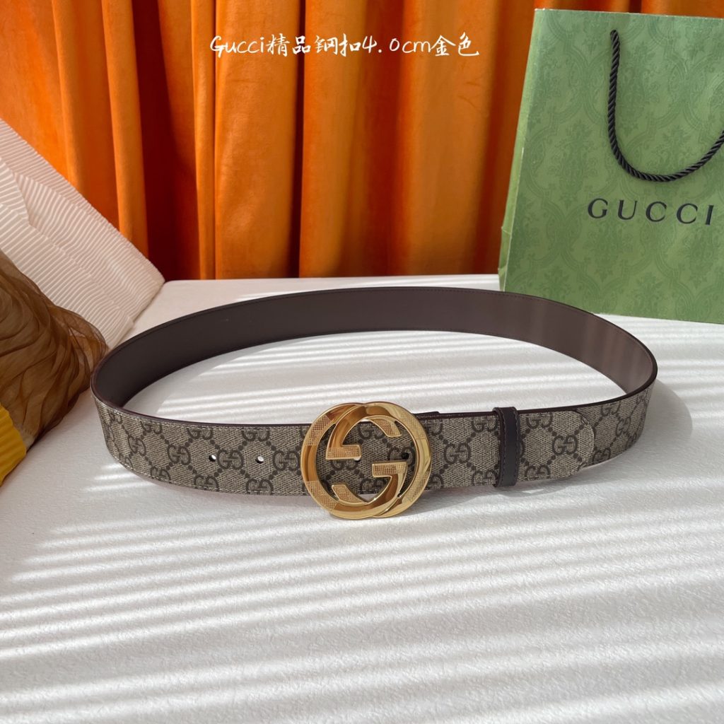 GUCCI New Horizontal Strap, Double G Buckle, 4.0cm