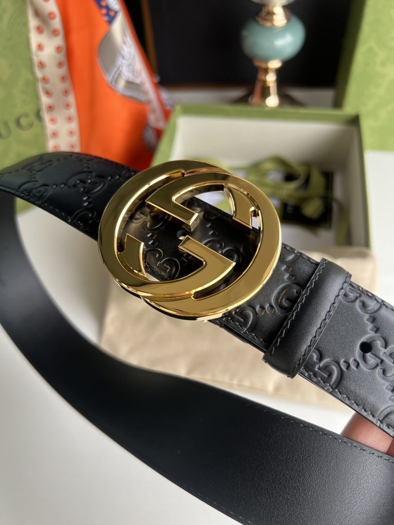 GUCCI New Horizontal Strap, Double G Buckle, 4.0cm