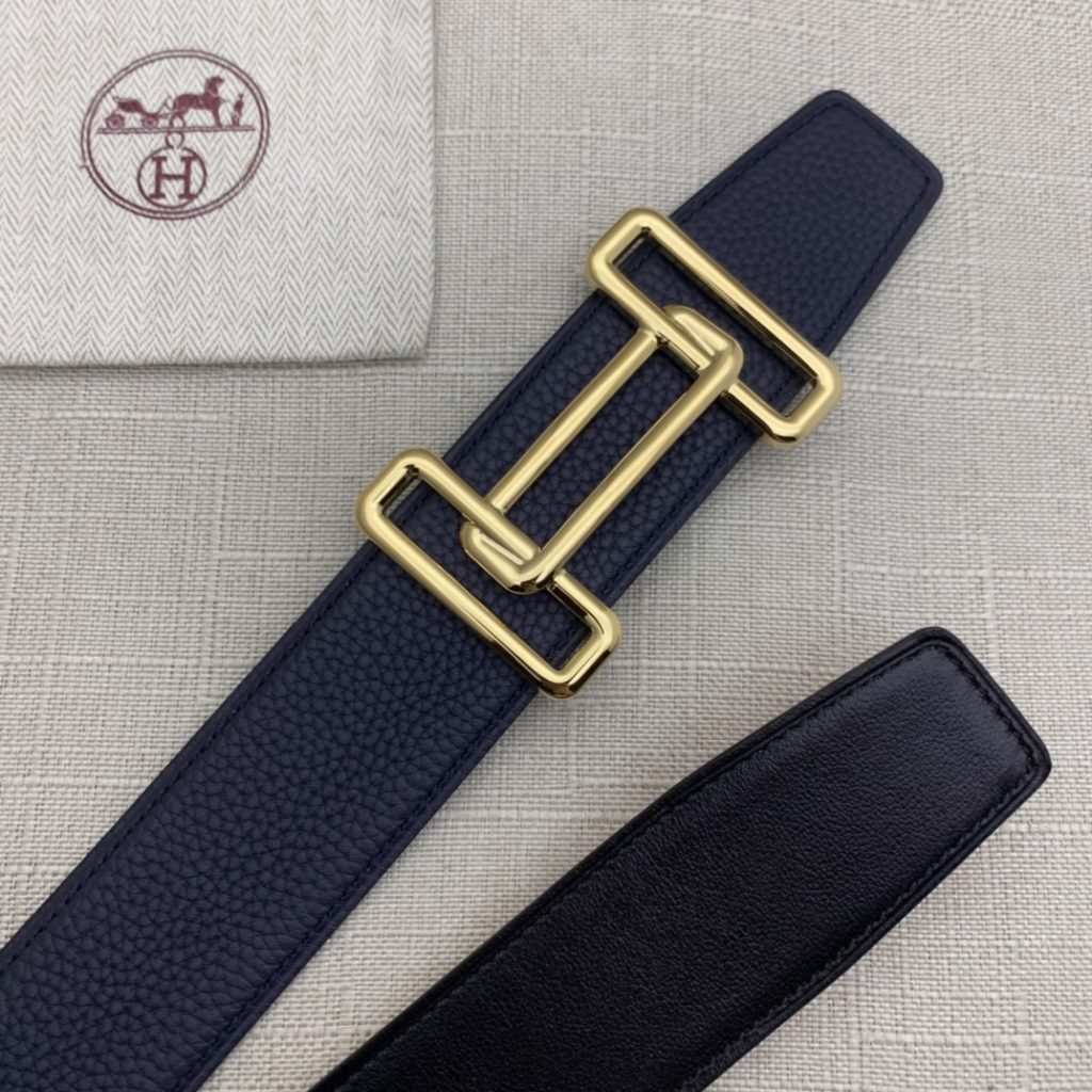 Hermès Double-Headed Tip Belt – Premium Quality, Original Factory Grain with Black Smooth Base, 38mm