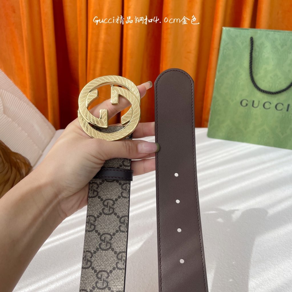 GUCCI New Horizontal Strap, Double G Buckle, 4.0cm