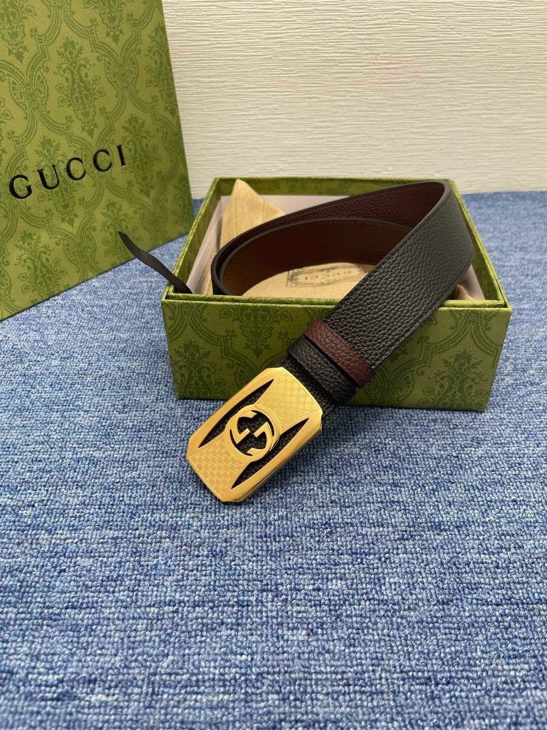 GUCCI New Horizontal Strap, Double G Buckle, 4.0cm