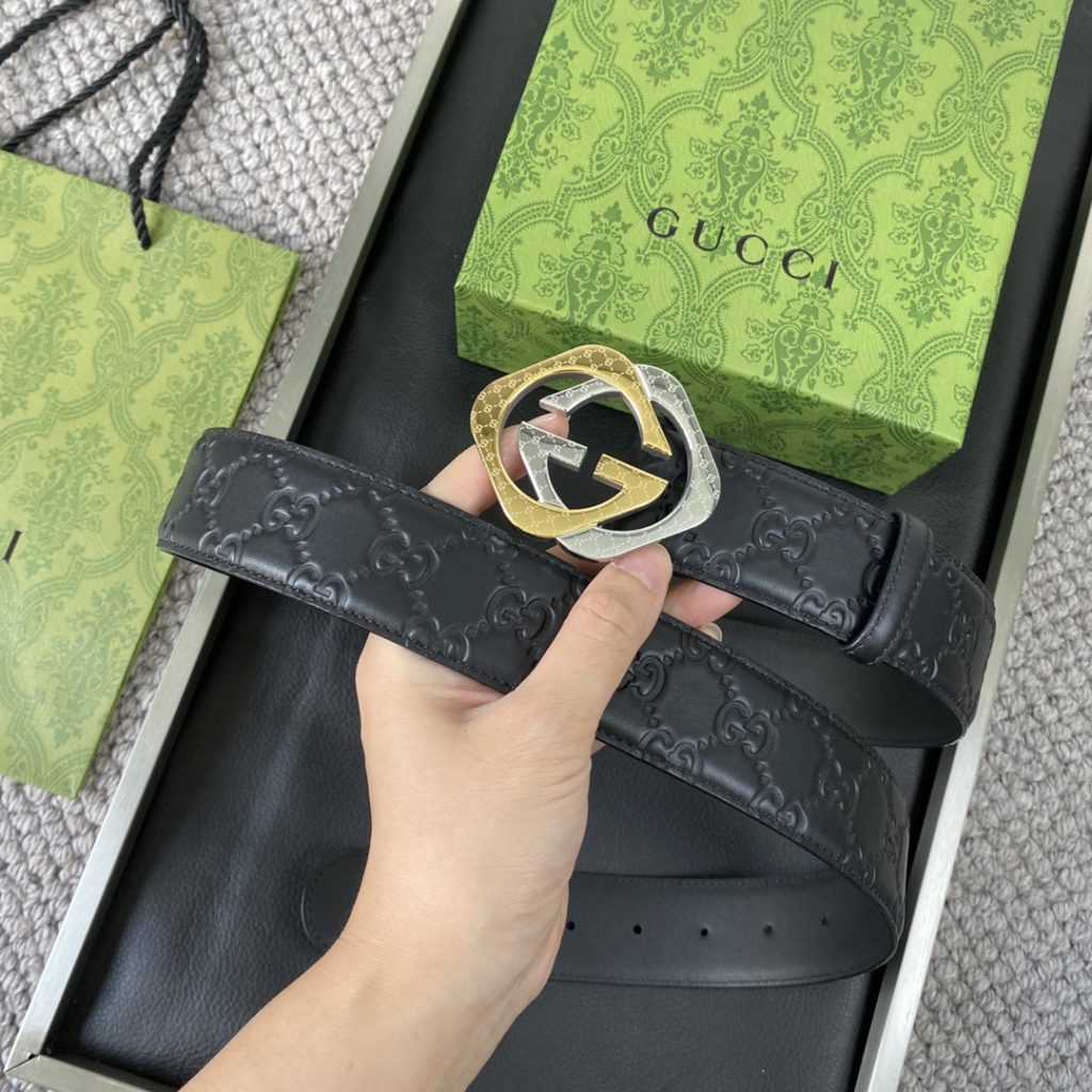 GUCCI New Horizontal Strap, Double G Buckle, 4.0cm