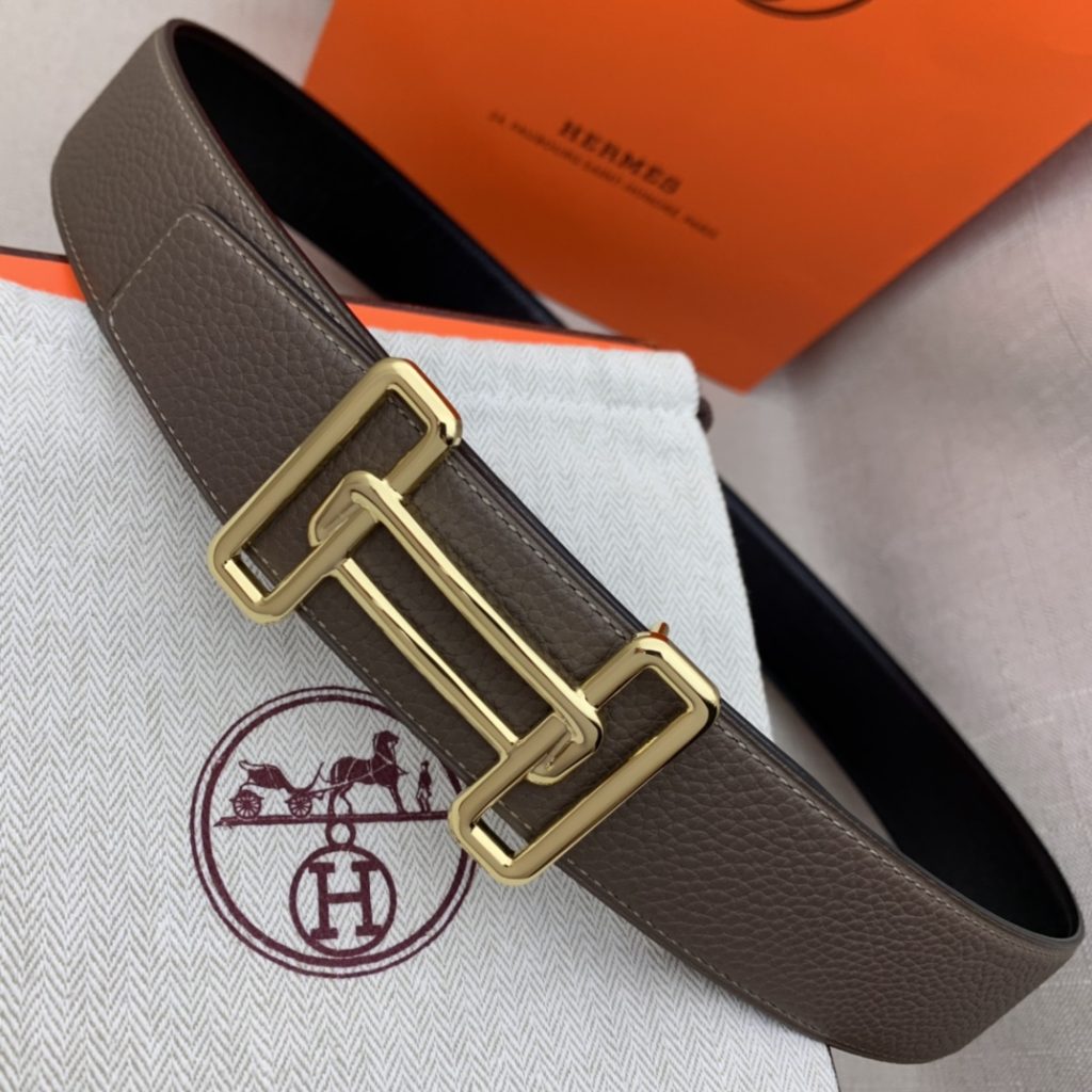 Hermès Double-Headed Tip Belt – Premium Quality, Original Factory Grain with Black Smooth Base, 38mm