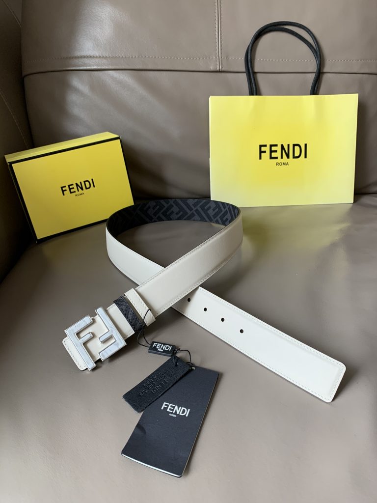 Fendi 4.0cm Belt – Classic Canvas with Top-Grain Calfskin