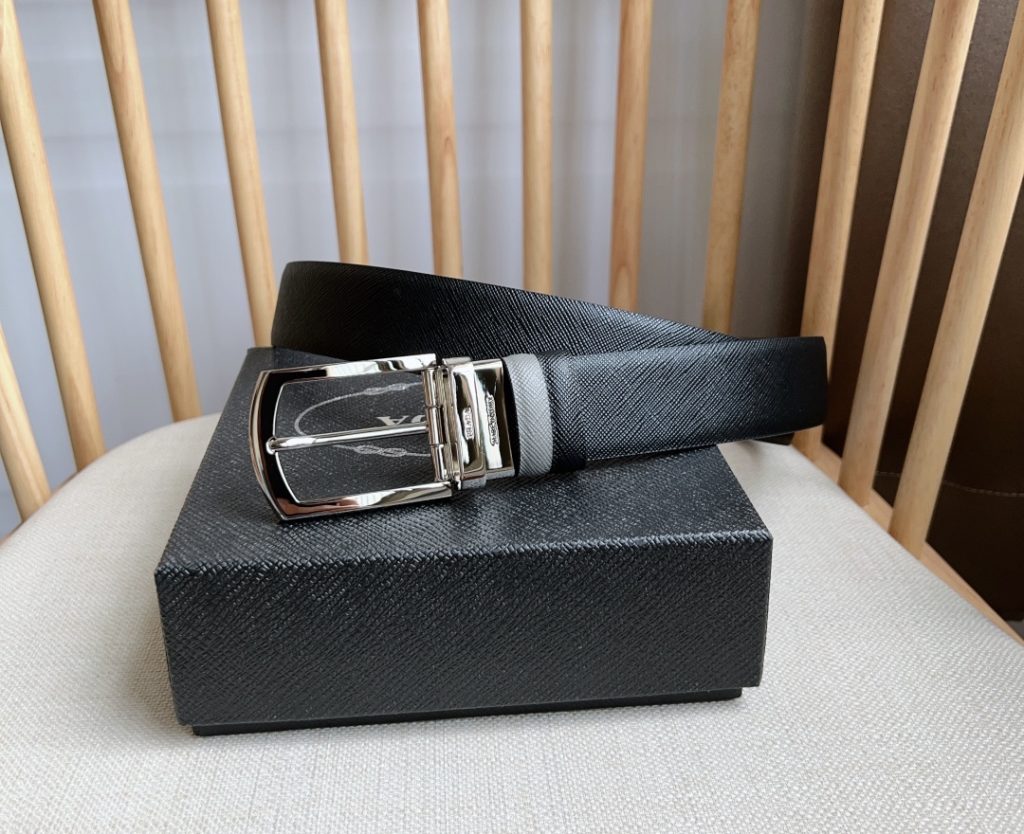 PRADA Men’s Reversible Belt, 3.5cm Width