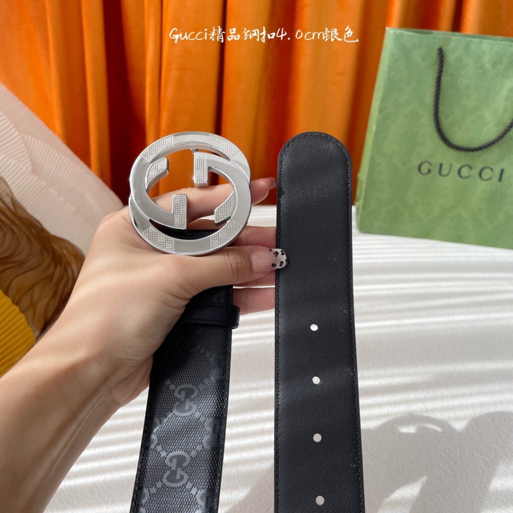 GUCCI New Horizontal Strap, Double G Buckle, 4.0cm