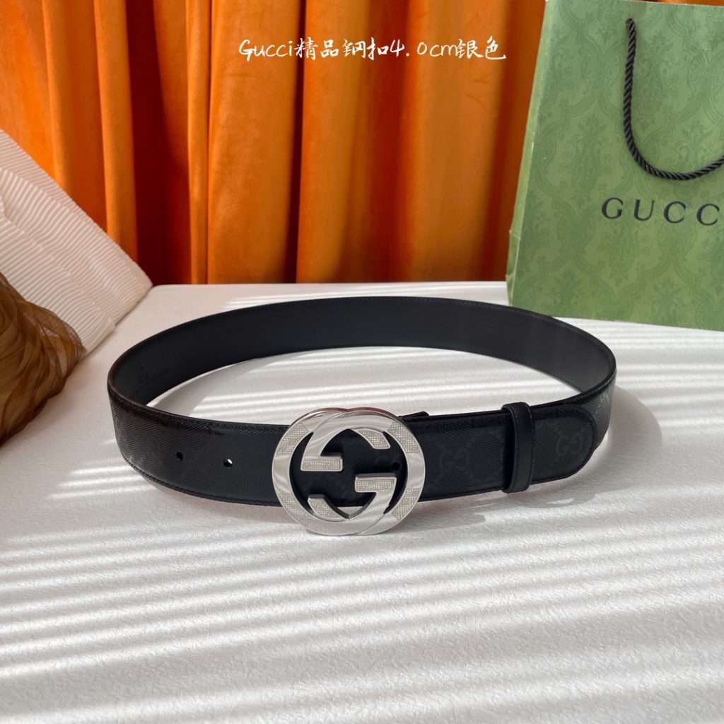 GUCCI New Horizontal Strap, Double G Buckle, 4.0cm