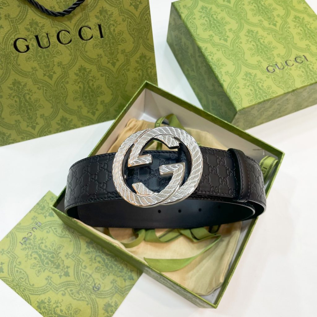 GUCCI New Horizontal Strap, Double G Buckle, 4.0cm