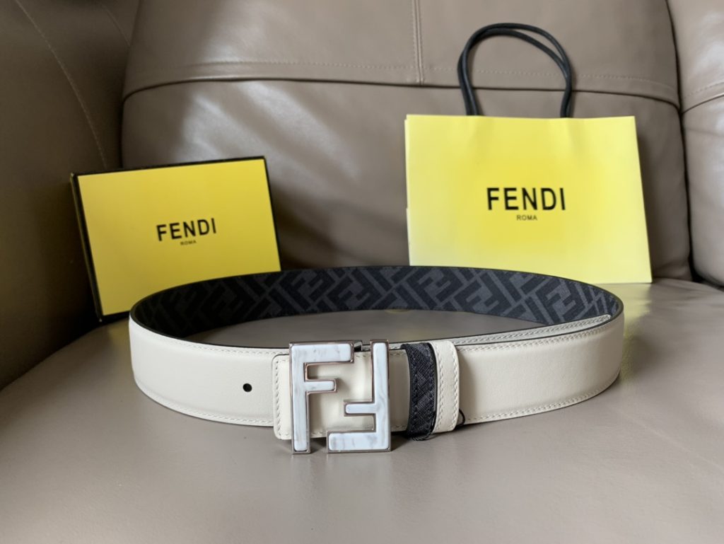 Fendi 4.0cm Belt – Classic Canvas with Top-Grain Calfskin