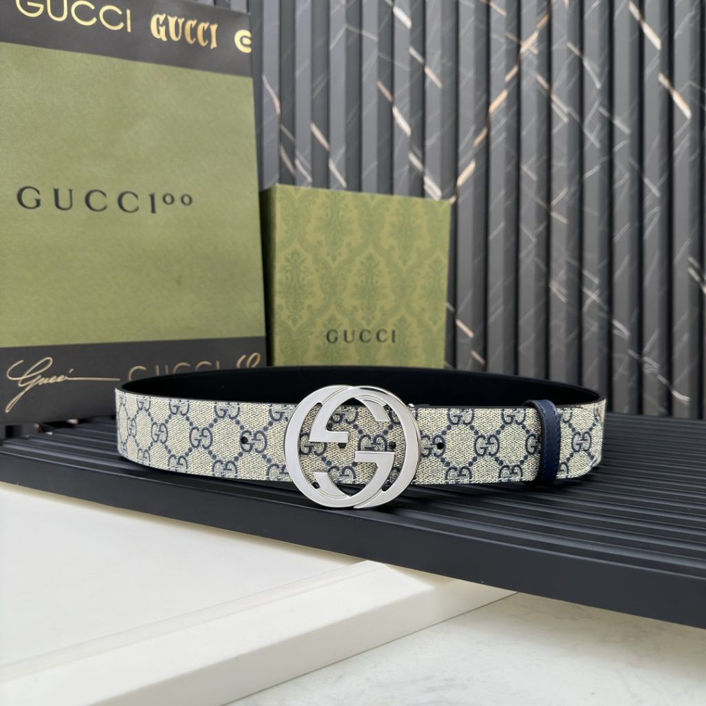 GUCCI New Horizontal Strap, Double G Buckle, 4.0cm