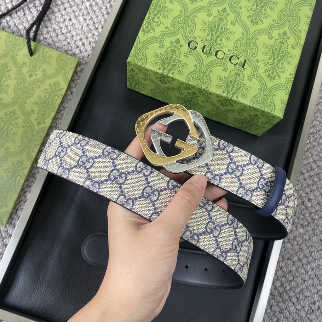 GUCCI New Horizontal Strap, Double G Buckle, 4.0cm