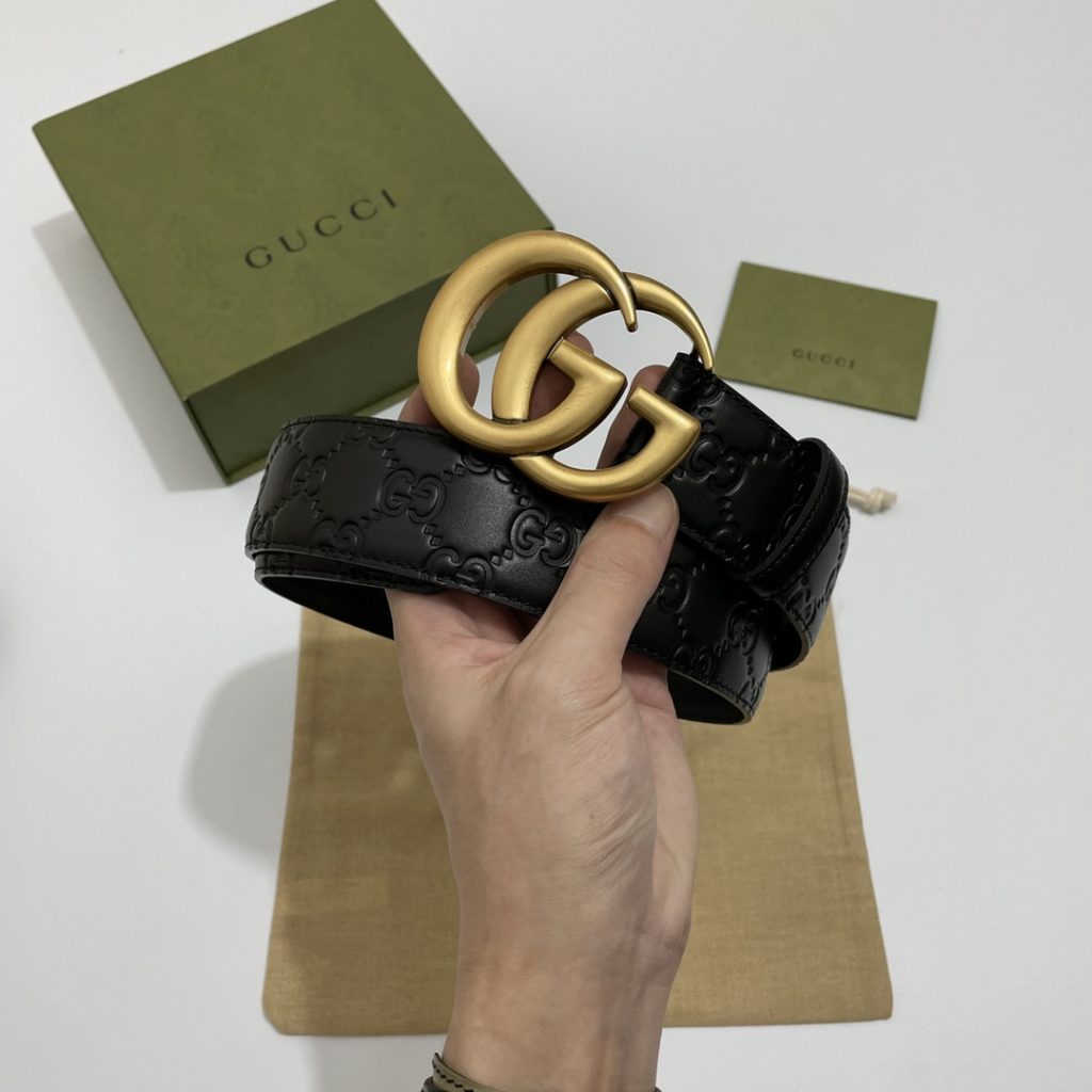 GUCCI New Horizontal Strap, Double G Buckle, 4.0cm