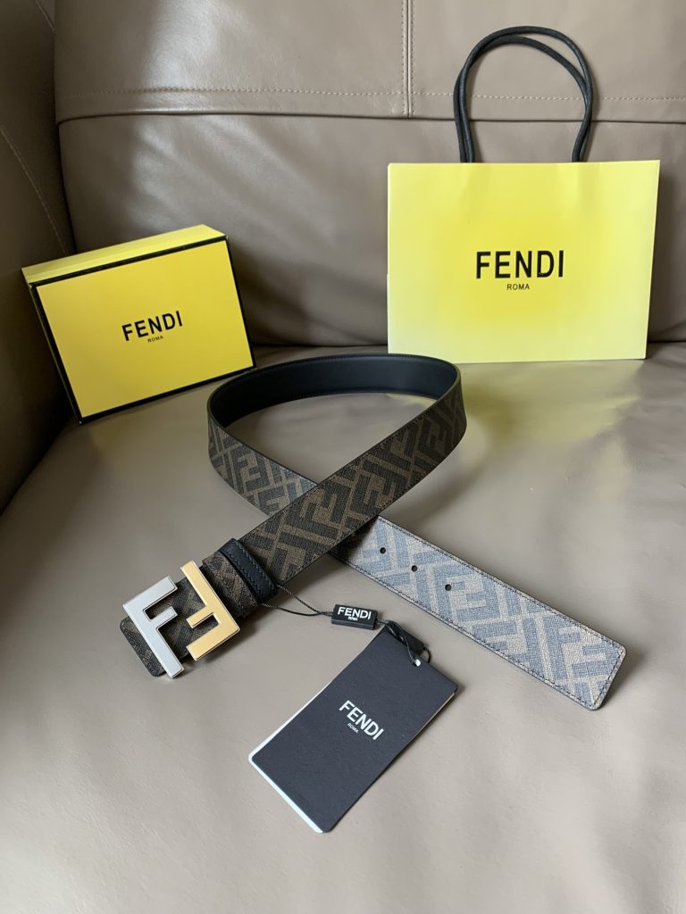 Fendi 4.0cm Belt – Classic Canvas with Top-Grain Calfskin