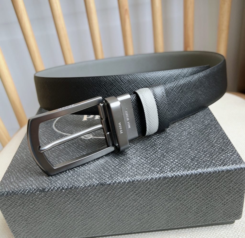 PRADA Men’s Reversible Belt, 3.5cm Width