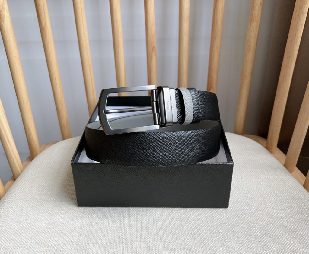 PRADA Men’s Reversible Belt, 3.5cm Width