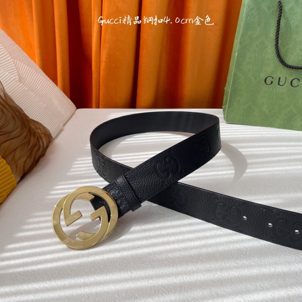 GUCCI New Horizontal Strap, Double G Buckle, 4.0cm