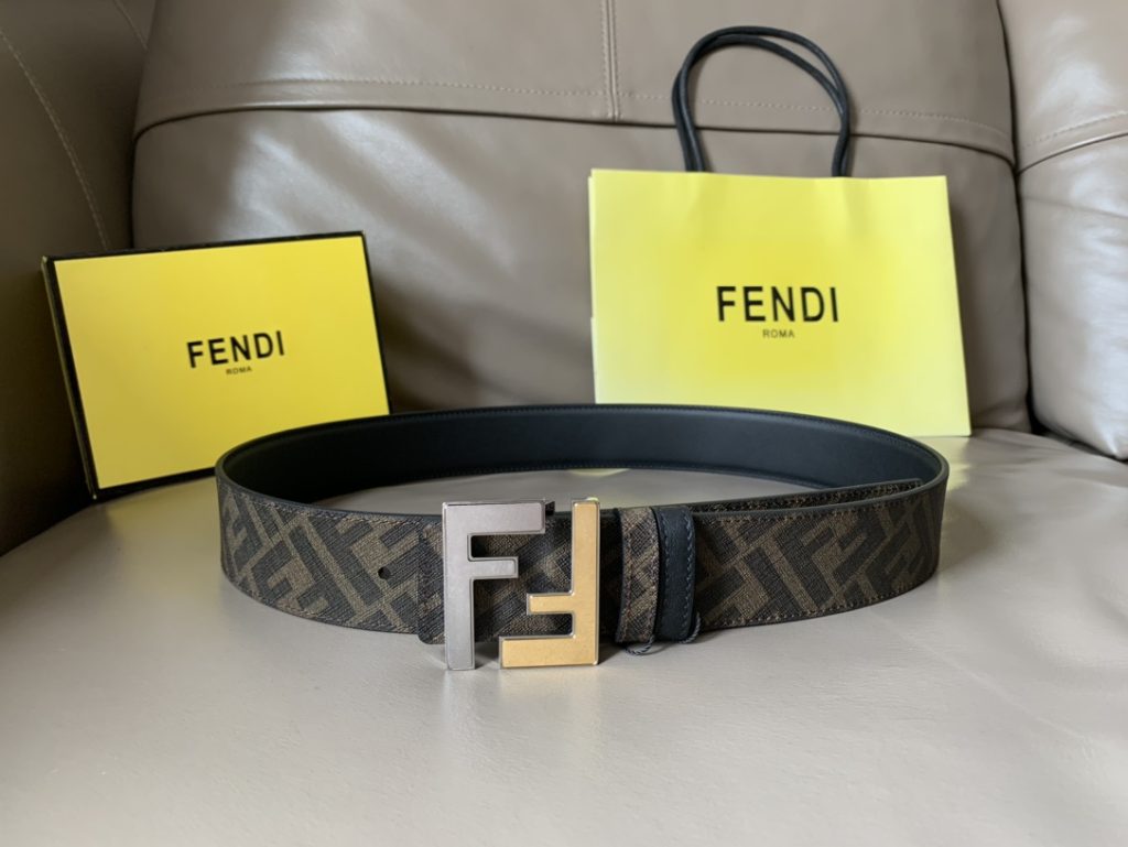 Fendi 4.0cm Belt – Classic Canvas with Top-Grain Calfskin