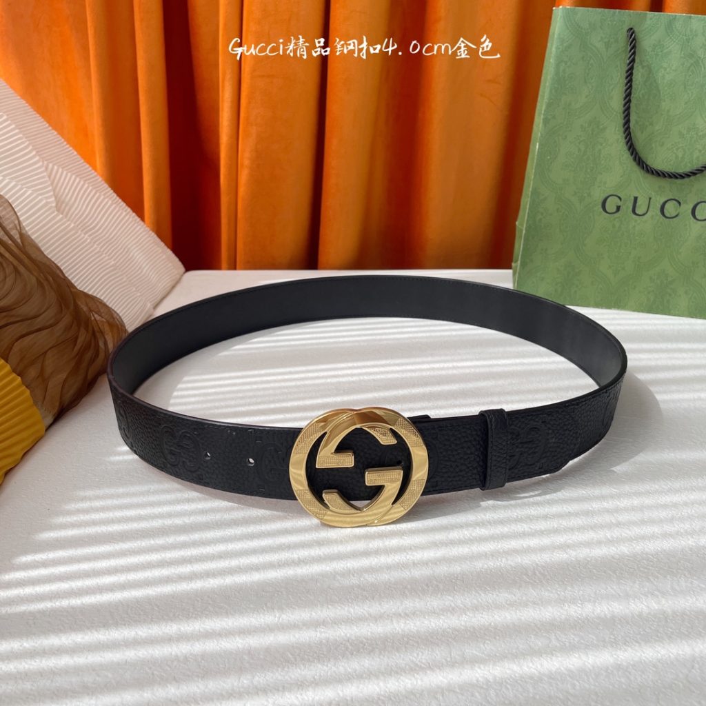 GUCCI New Horizontal Strap, Double G Buckle, 4.0cm