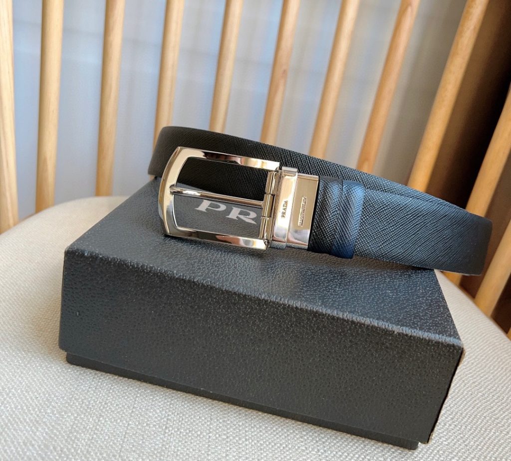 PRADA Men’s Reversible Belt, 3.5cm Width