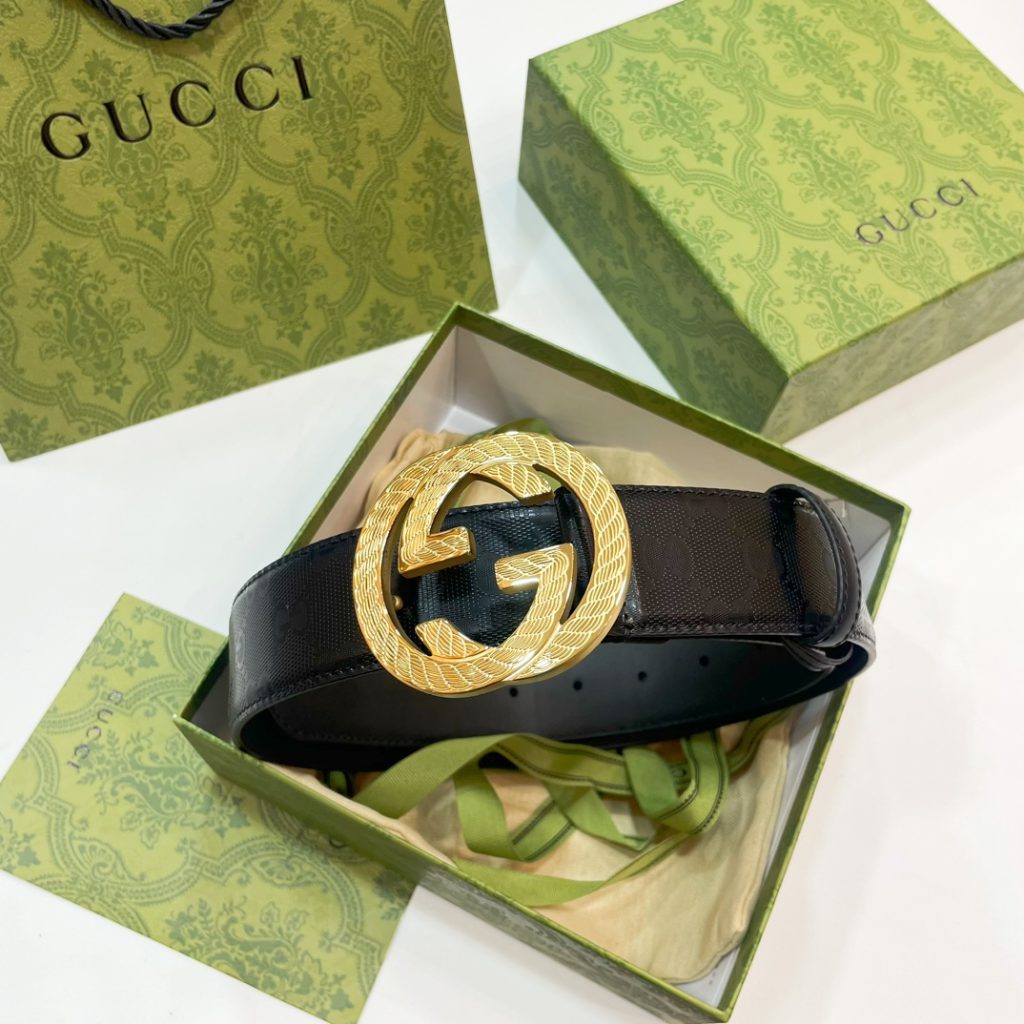 GUCCI New Horizontal Strap, Double G Buckle, 4.0cm