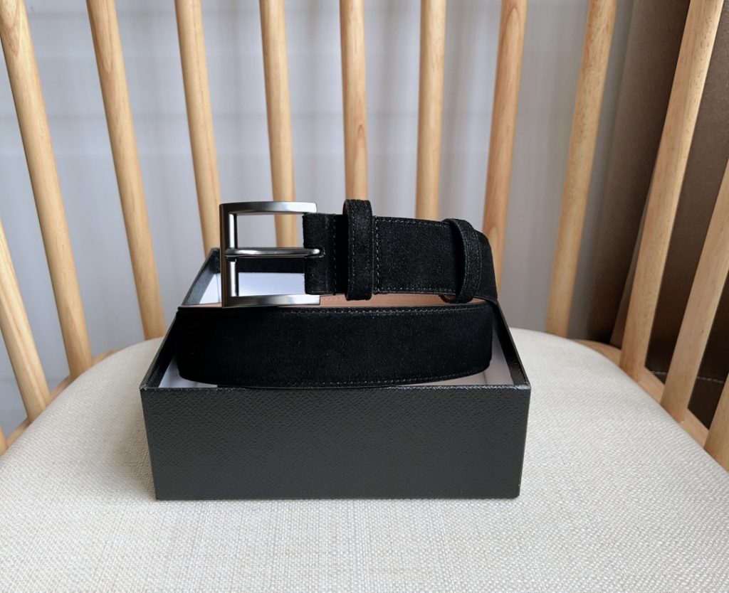 PRADA Latest Suede Leather Belt, 3.5cm Width, Unisex Design