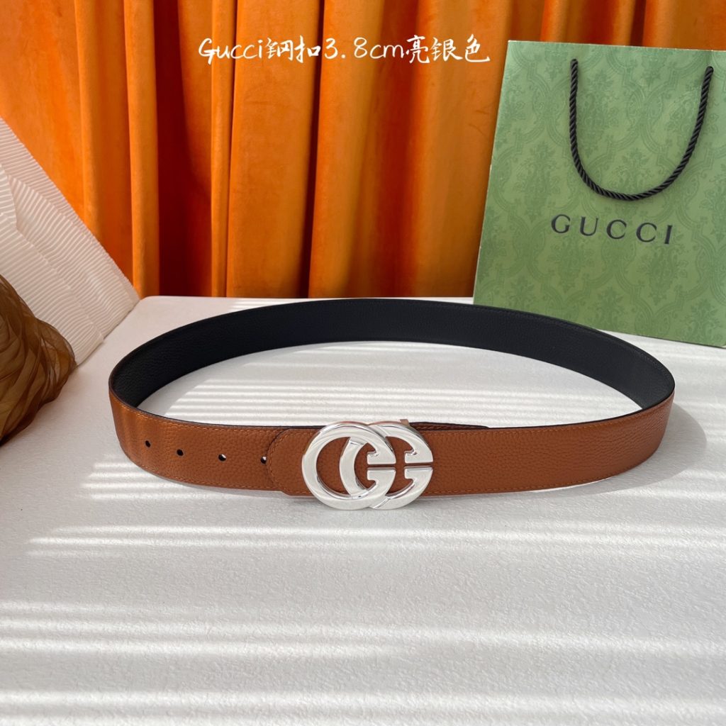 GUCCI New Horizontal Strap, Double G Buckle, 4.0cm