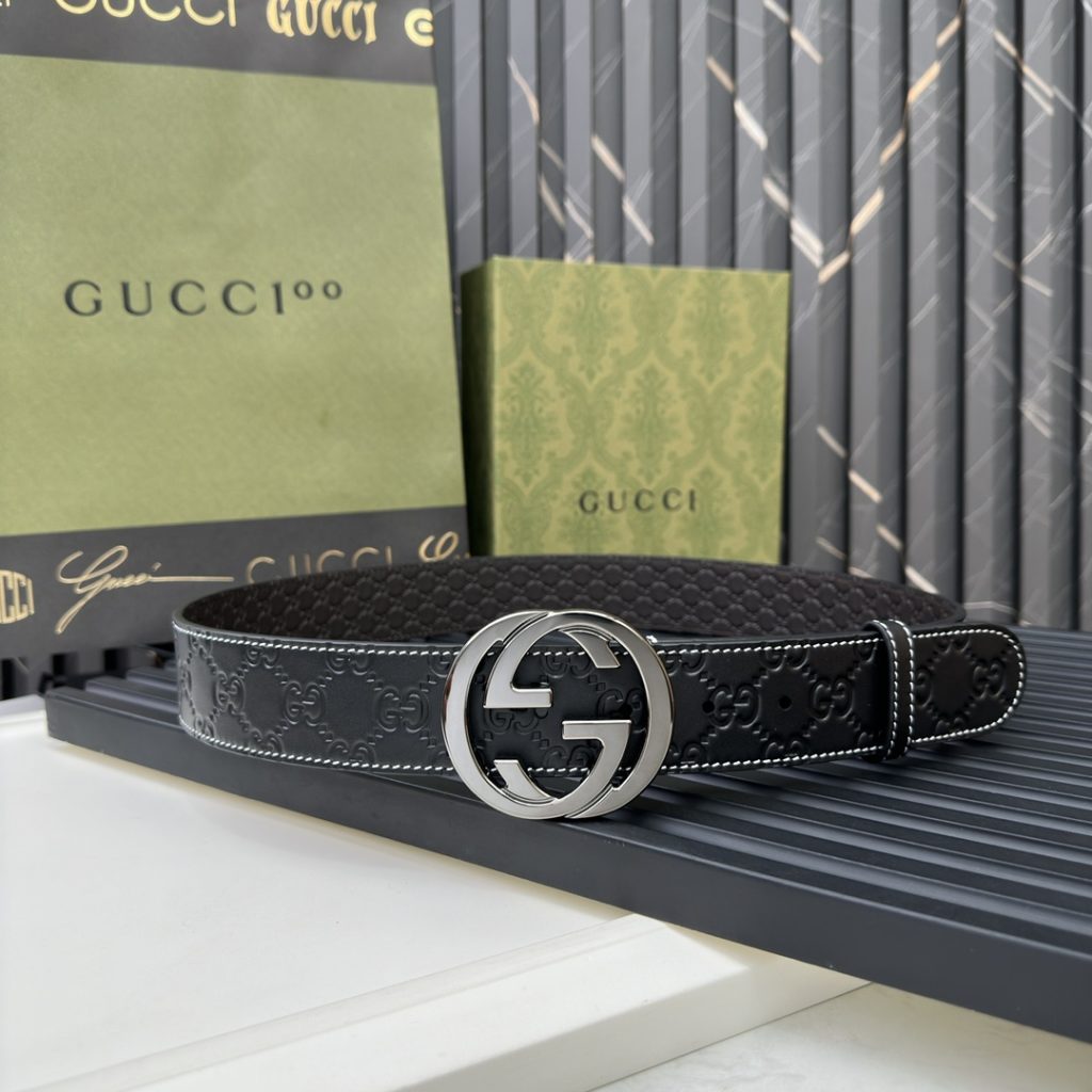 GUCCI New Horizontal Strap, Double G Buckle, 4.0cm