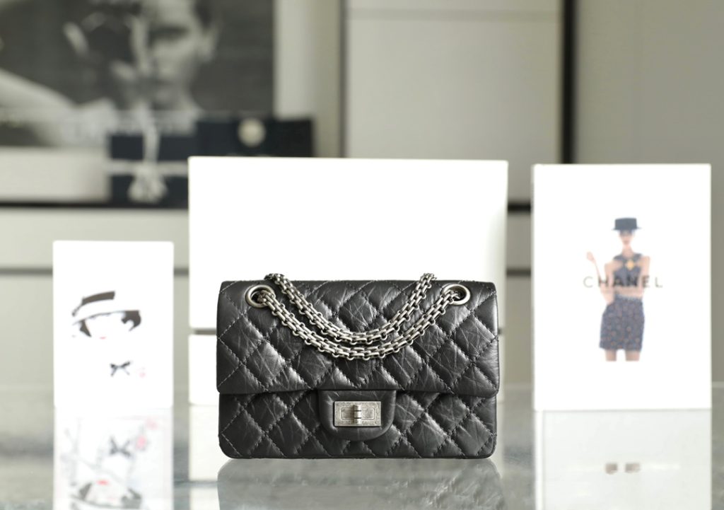 Chanel 2.55 Reissue Mini Black Calfskin with Gold-tone & Silver-tone Buckles