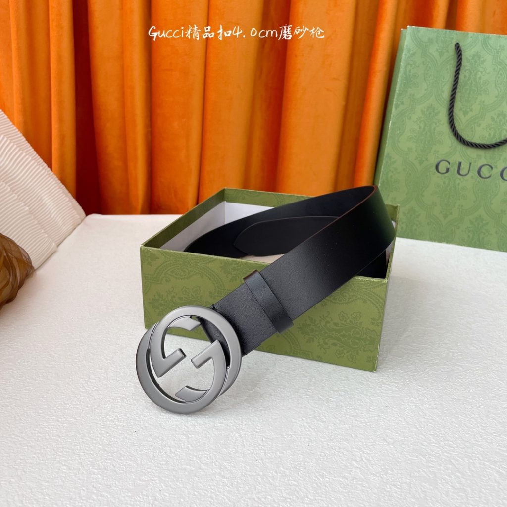 GUCCI New Horizontal Strap, Double G Buckle, 4.0cm