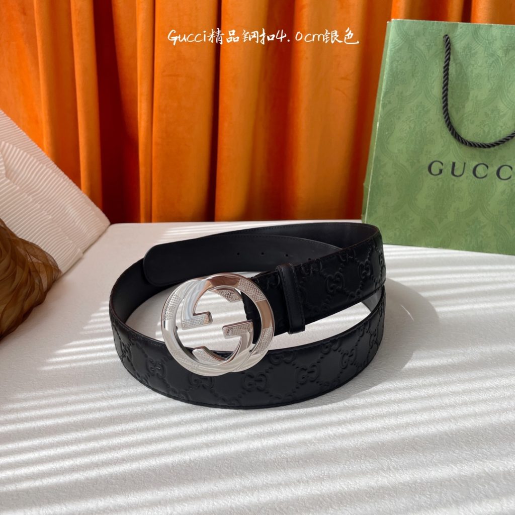 GUCCI New Horizontal Strap, Double G Buckle, 4.0cm