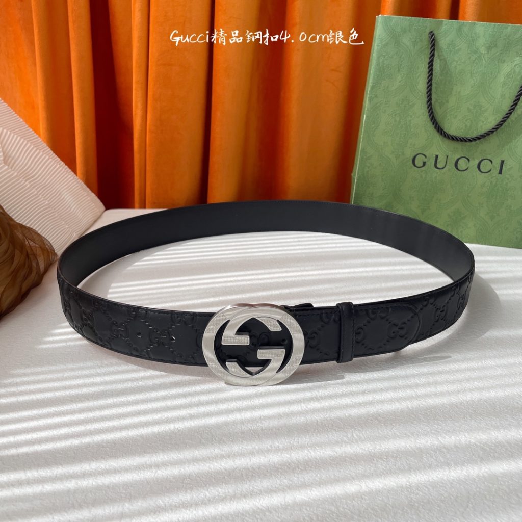 GUCCI New Horizontal Strap, Double G Buckle, 4.0cm