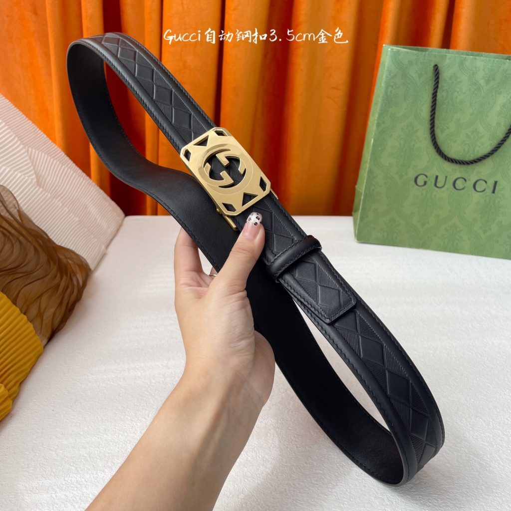 GUCCI New Horizontal Strap, Double G Buckle, 4.0cm