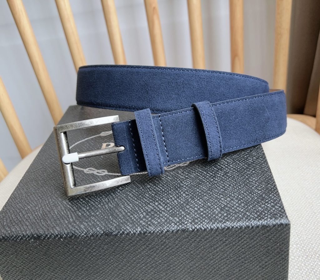 PRADA Latest Suede Leather Belt, 3.5cm Width, Unisex Design