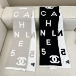 CHANEL Small Chanel diamond check letter scarf, 30*180cm, 49.7% cashmere, 46.6% wool, 13.7% silk.