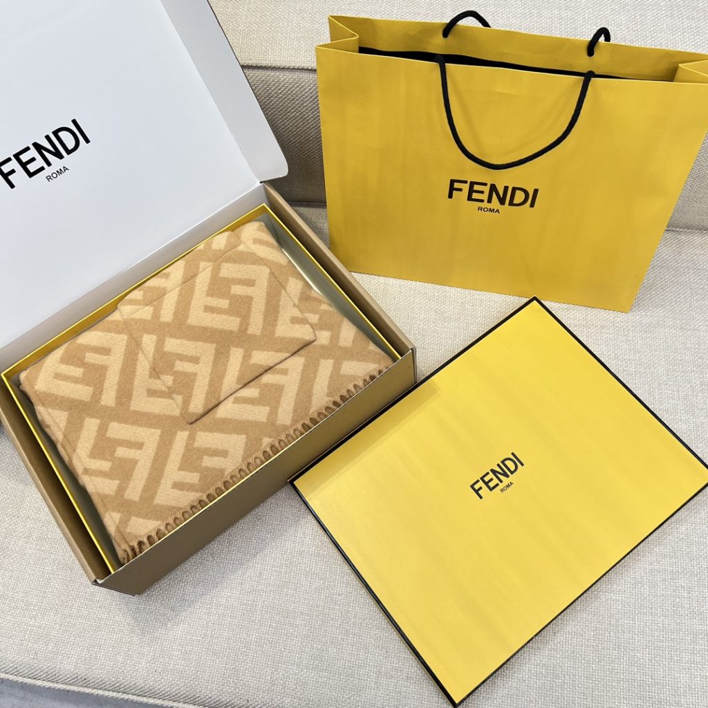 Fendi Hooded cape, 140*140cm, 100% cashmere, yellow.