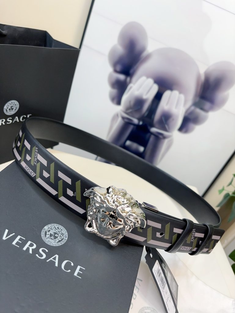 Versace Belt – 4.0 cm Wide with 3D Medusa Buckle