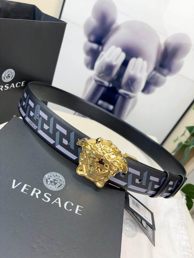 Versace Belt – 4.0 cm Wide with 3D Medusa Buckle