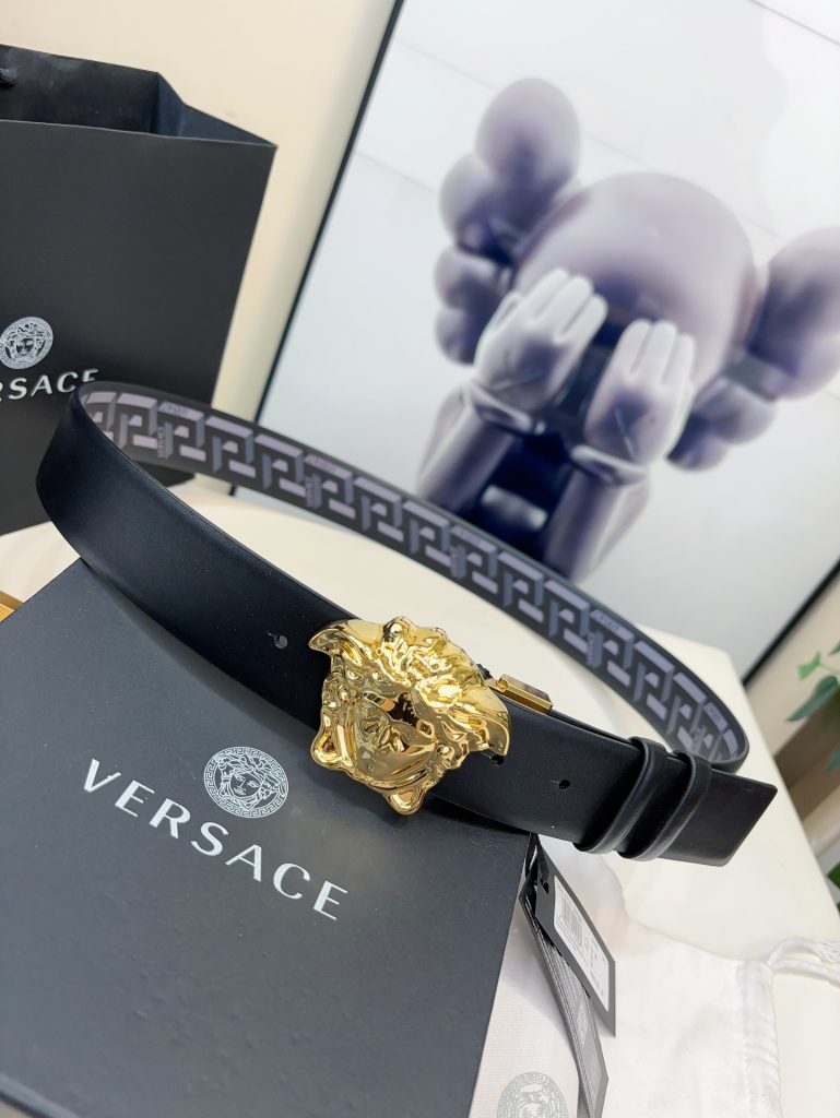 Versace Belt – 4.0 cm Wide with 3D Medusa Buckle