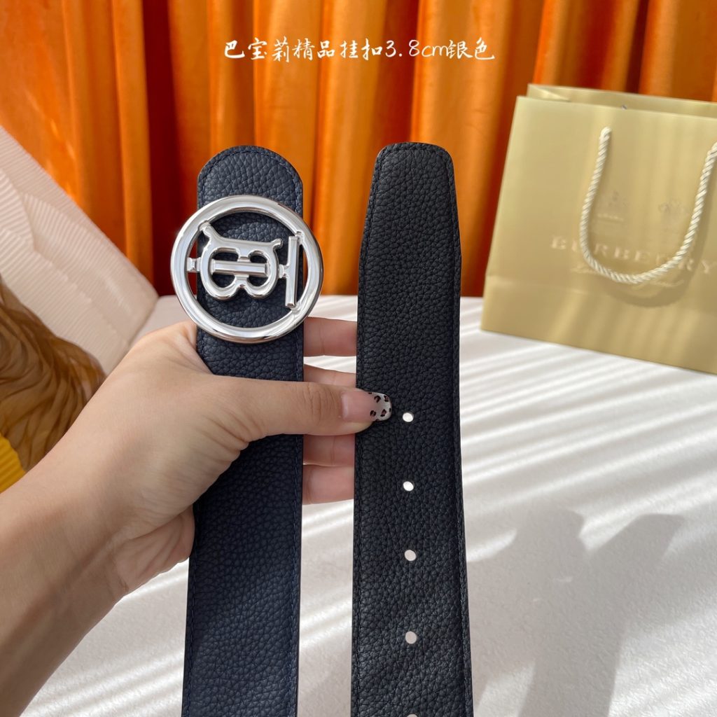 Burberry Litchi Texture Belt – Luxury 3.8cm