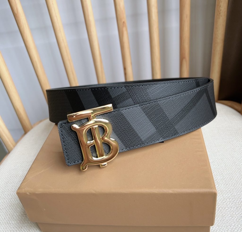 Burberry TB Monogram Leather Belt – 4.0 cm Wide