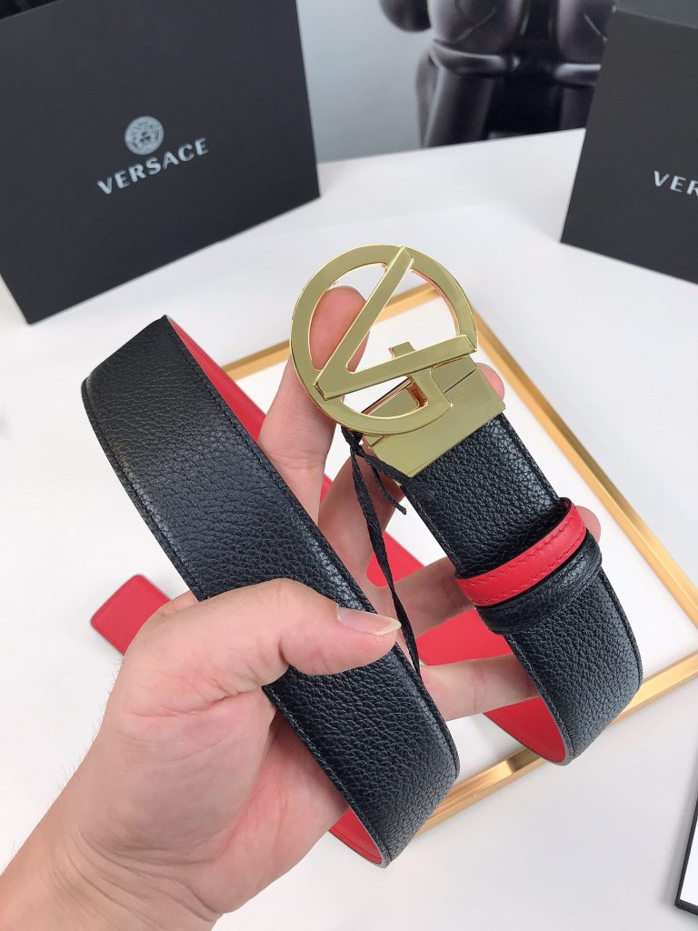 Versace Reversible Belt – 4.0 cm Wide with Medusa V-Buckle