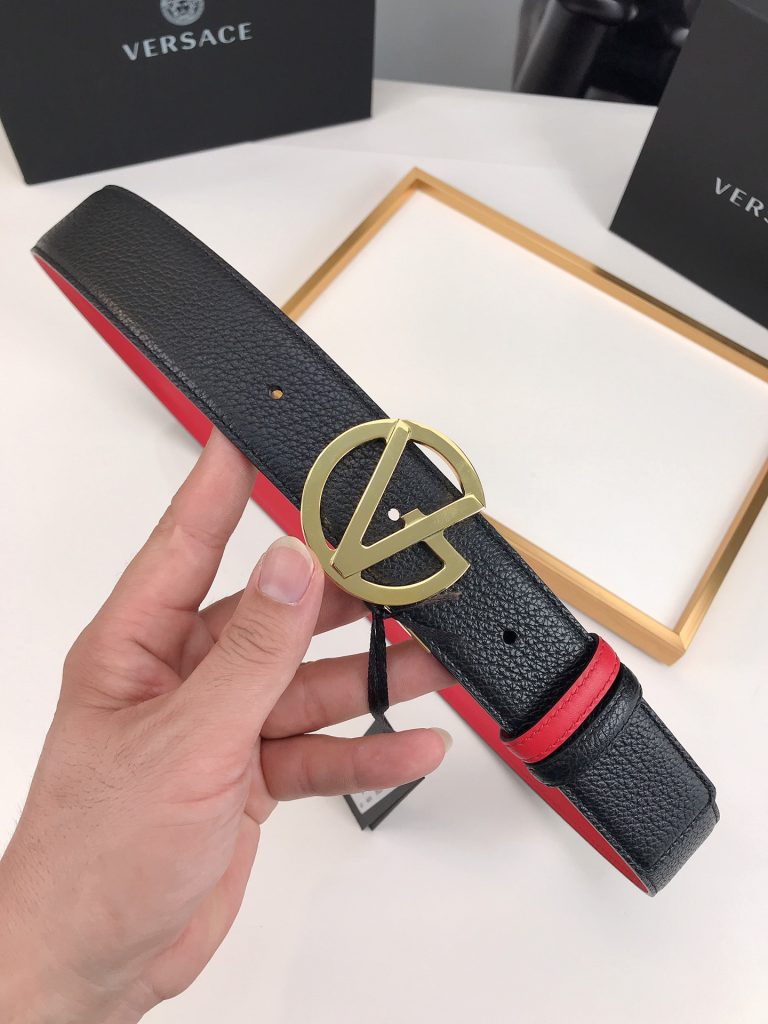 Versace Reversible Belt – 4.0 cm Wide with Medusa V-Buckle