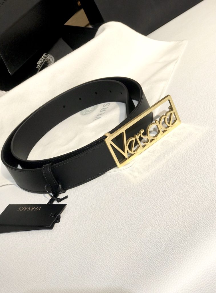 VERSACE 35MM Reversible Belt with Hollow Steel Letter Buckle