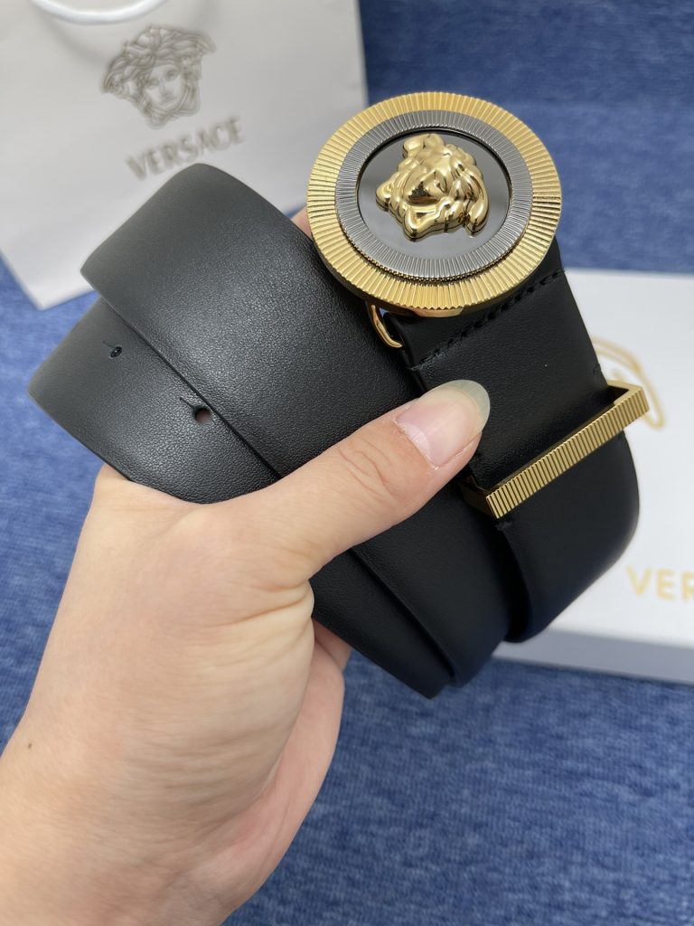 VERSACE Belt in Premium Signature Leather with Iconic Medusa Buckle