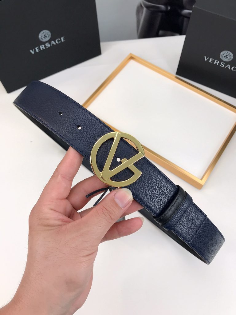 Versace Reversible Belt – 4.0 cm Wide with Medusa V-Buckle