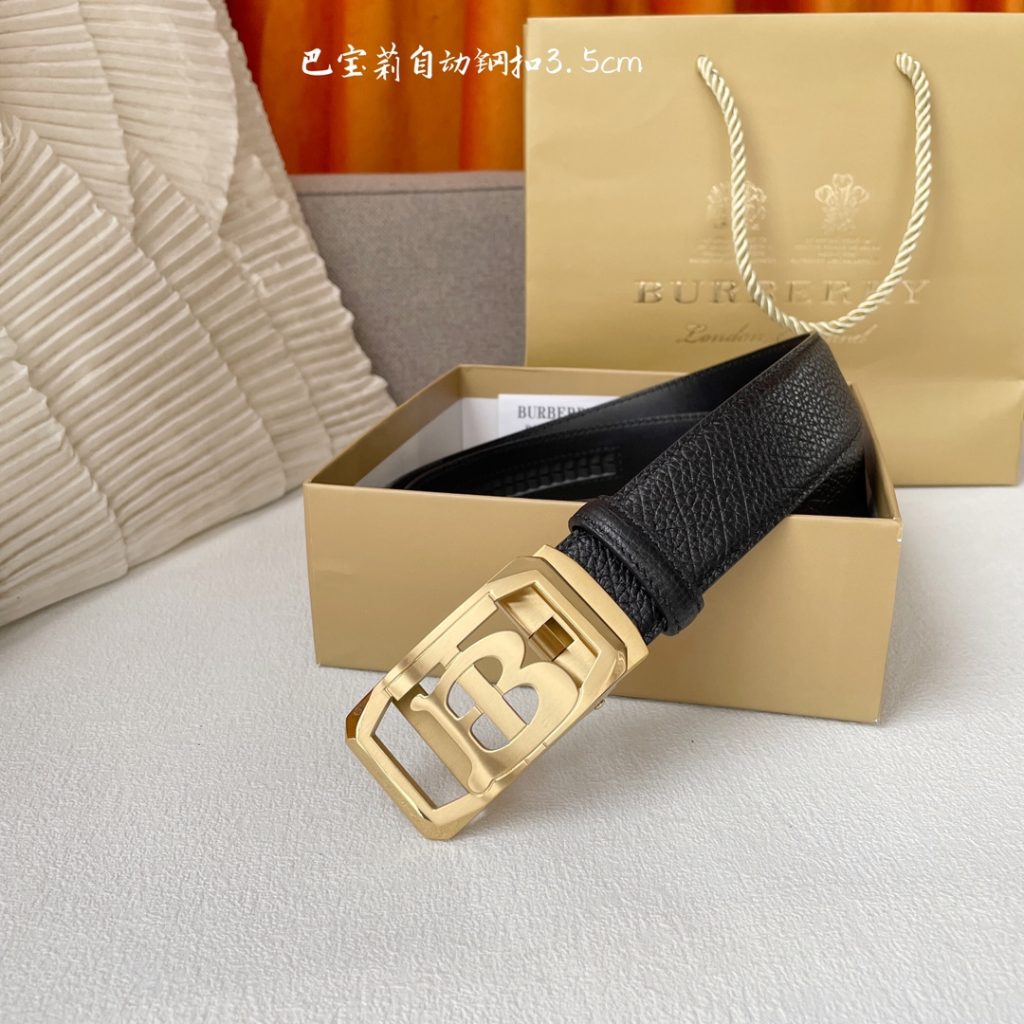 Burberry Litchi Texture Belt – Luxury 3.5cm