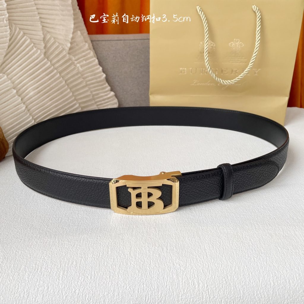 Burberry Litchi Texture Belt – Luxury 3.5cm